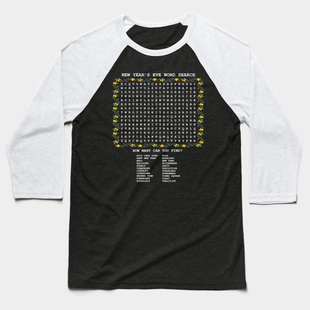 New Year's Evetime Holiday Word Search - Find the Words! Baseball T-Shirt by Webdango